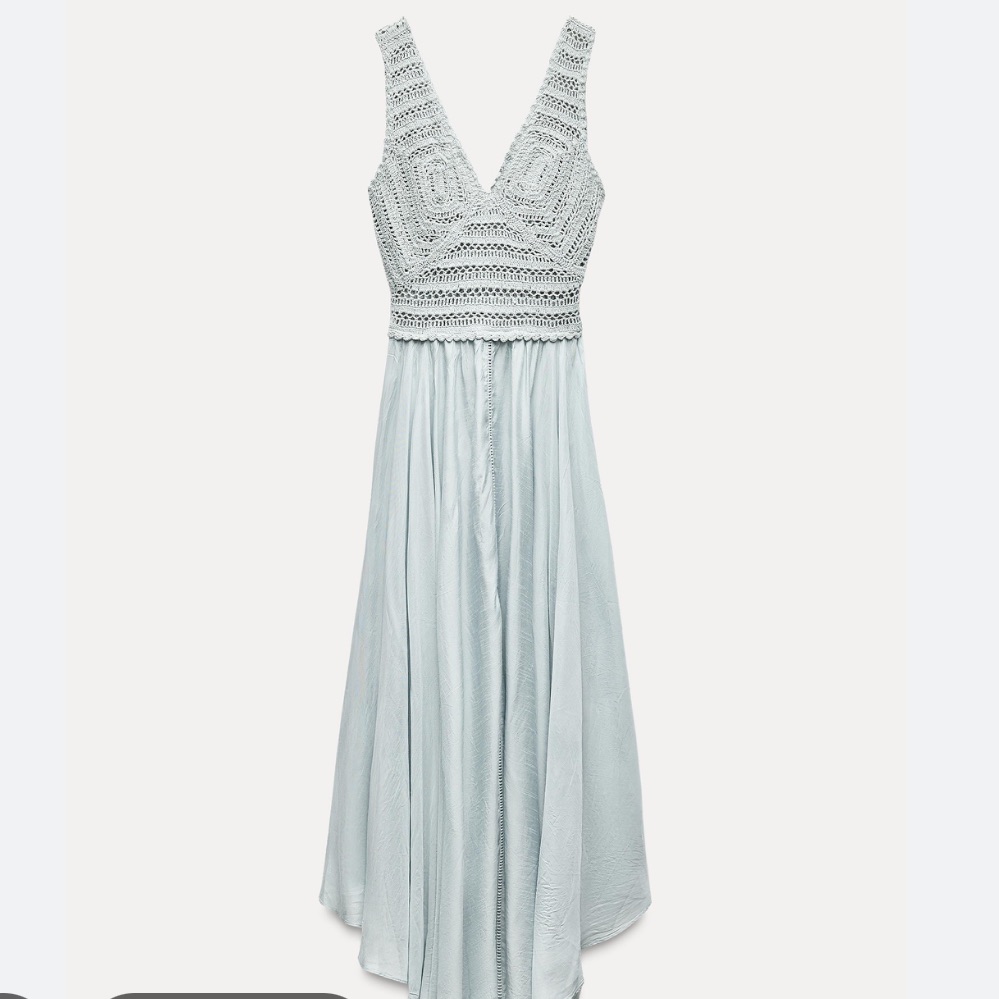 Zara Nwt Long Crochet Dress Blue 7521/080